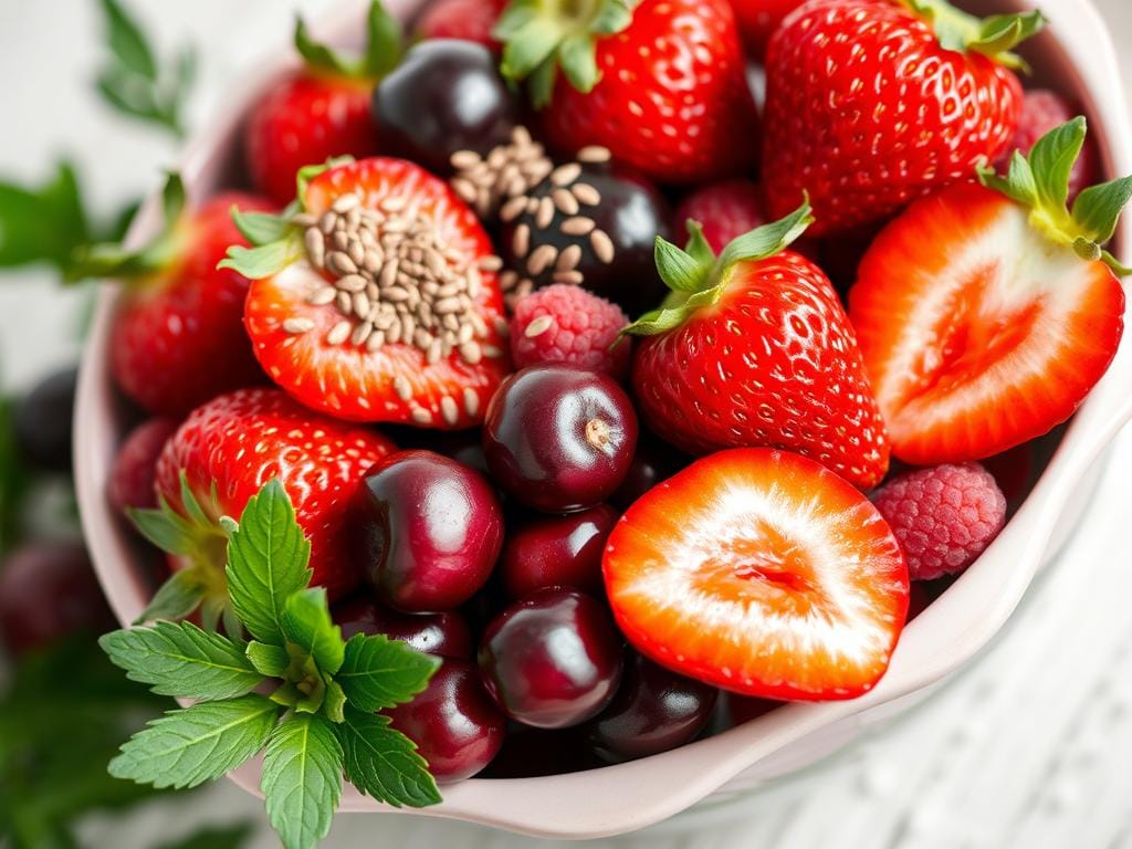 Vitamina de Frutas Vermelhas com Linhaça